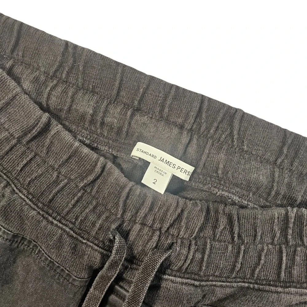 James Perse Standard Black Fade Joggers Pants Size 2 WHVJ1677 Mixed Media Ribbed